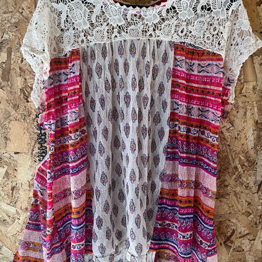 Bohemian Lace Patchwork Top - Multicolor